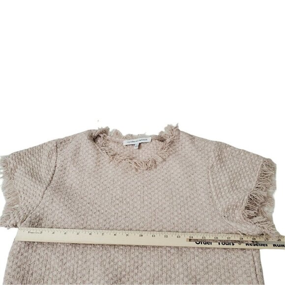 Cupcakes and Cashmere Top Womens Small Pale Pink Justeen‎ Raw Edge Tweed Blouse - Picture 8 of 9